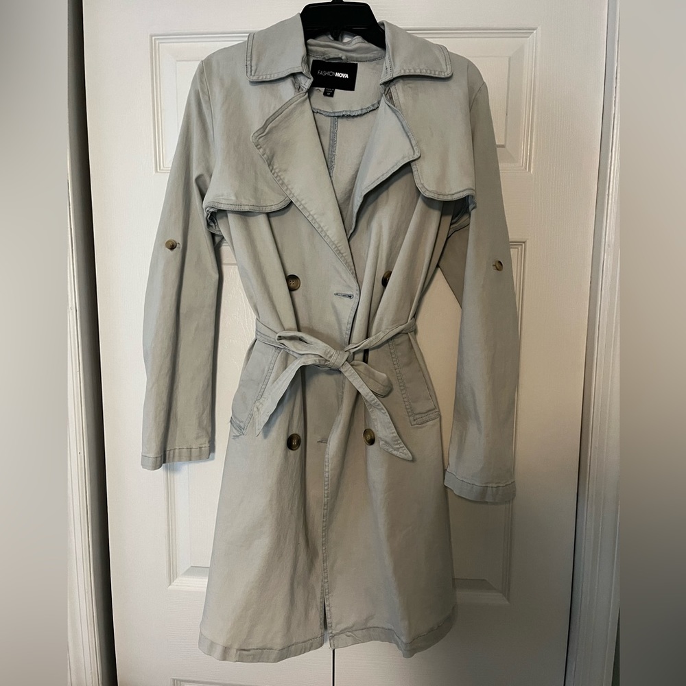 Light Blue Fashion Nova Trench Coat